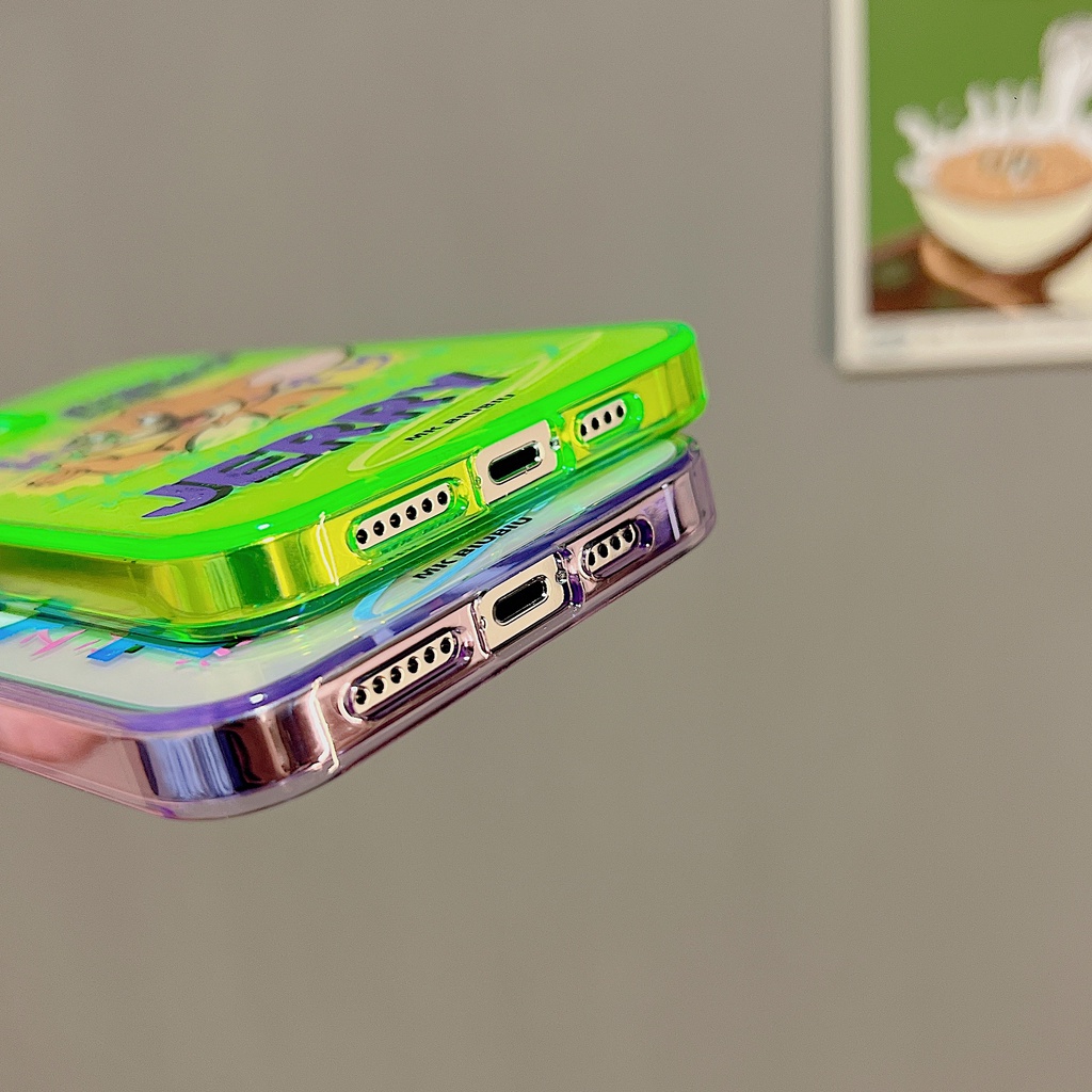 Ốp Điện Thoại TPU Dẻo Trong Suốt Họa Tiết Hoạt Hình Tom and Jerry Lấp Lánh Chống Rơi Cho iPhone 14 13 12 Pro Max