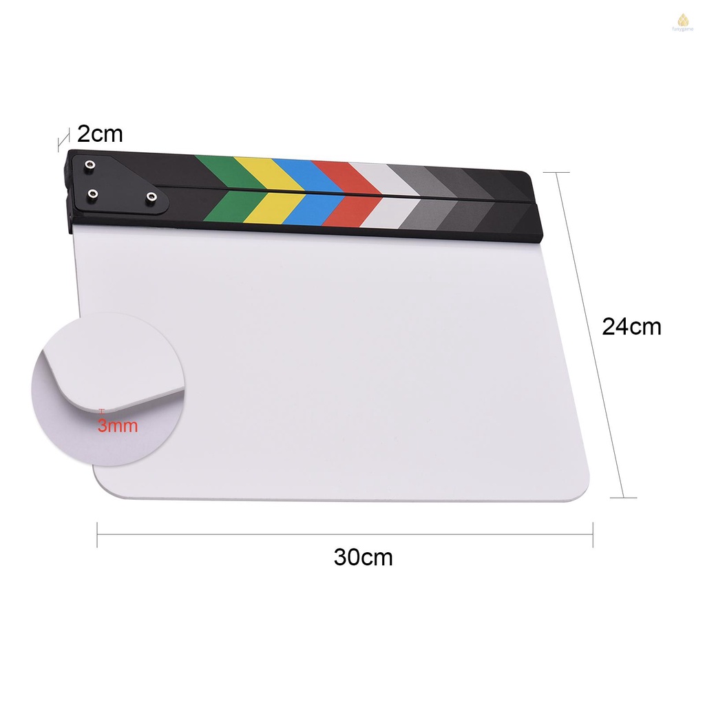 Bảng Clapboard 30 * 24cm / 12 * 9in Bằng Acrylic Kèm Que Cắt Nhiều Màu Sắc