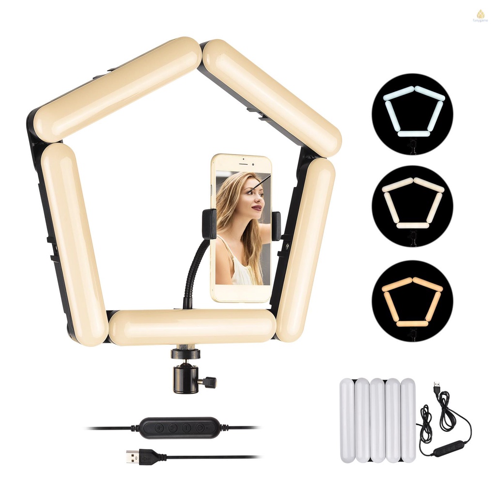 Đèn LED Gập 5-Planel 5 Chế Độ Sáng Với Kẹp Gắn Điện Thoại Có Thể Điều Chỉnh