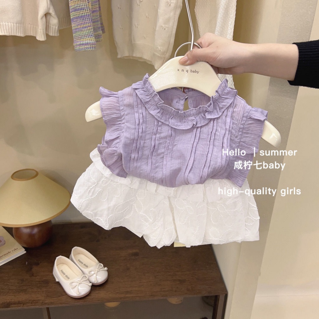Bộ Áo Thun Tay Ngắn Và Quần Short In Hoa Thời Trang Mùa Hè Hàn Quốc Dành Cho Bé Gái 5 Tuổi