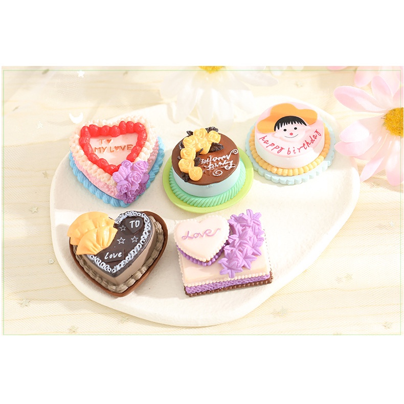 Mô Hình Tiểu Cảnh "Bánh Sinh Nhật Mini" Trang Trí Sen Đá, Sân Vườn/ Chậu Cây, DYI, Terrarium