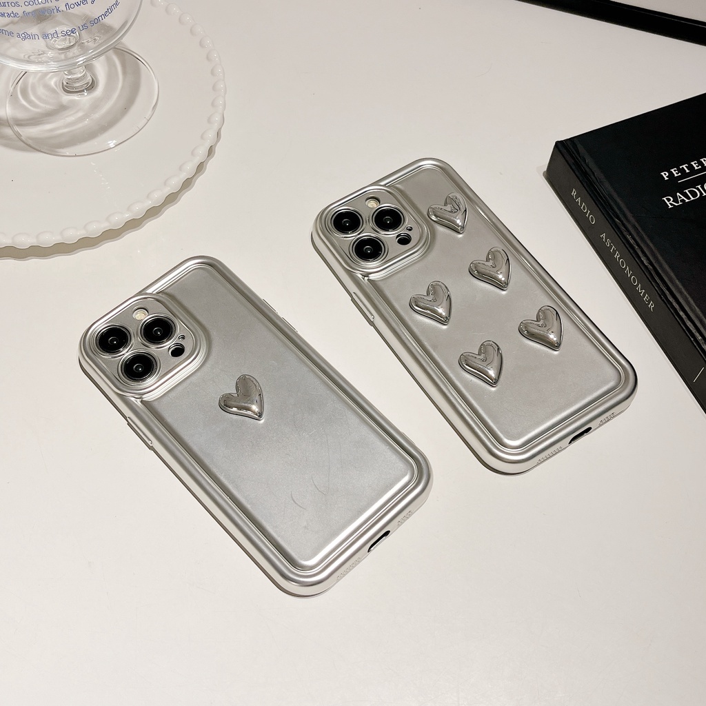 Ốp Điện Thoại TPU Mềm Mạ Điện Hình Trái Tim Đơn Giản Bảo Vệ Ống Kính Máy Ảnh Cho iPhone 14 13 12 11 PRO MAX