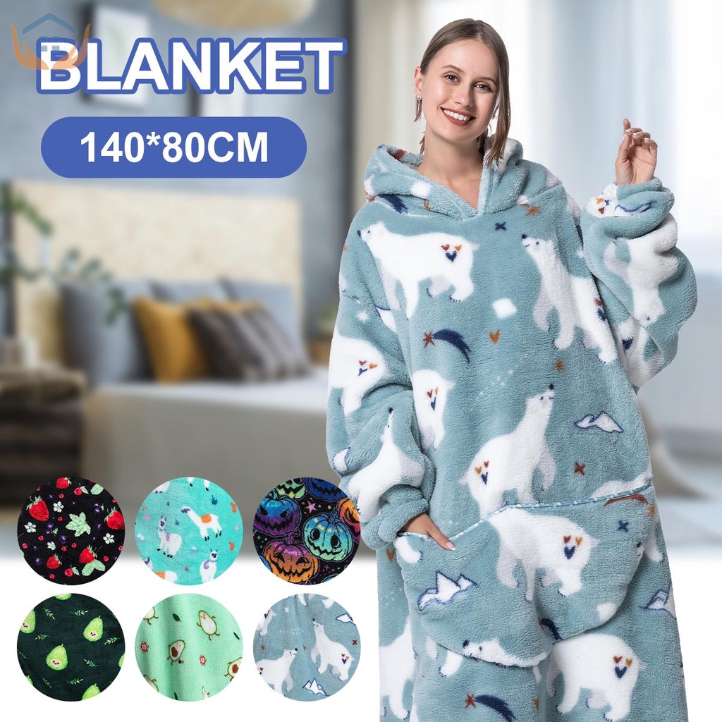 Chăn Nhung Khổng Lồ Có Túi Trước In Họa Tiết Kích Thước Ngoại Cỡ Tkc1193