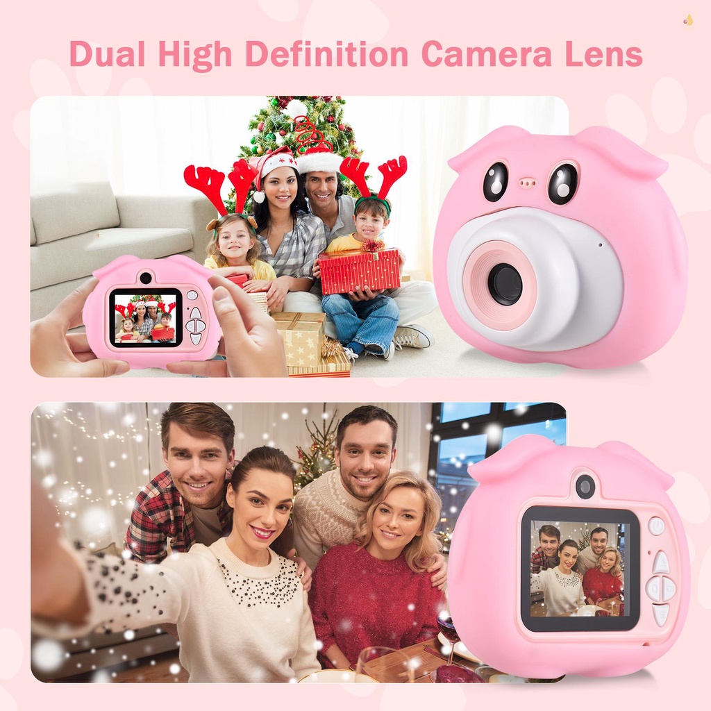 Máy Ảnh Kỹ Thuật Số Mini 1080P Màn Hình Kép 2.0 Inch IPS 4X Zoom Kèm Khung Ảnh Dễ Thương Cho Bé
