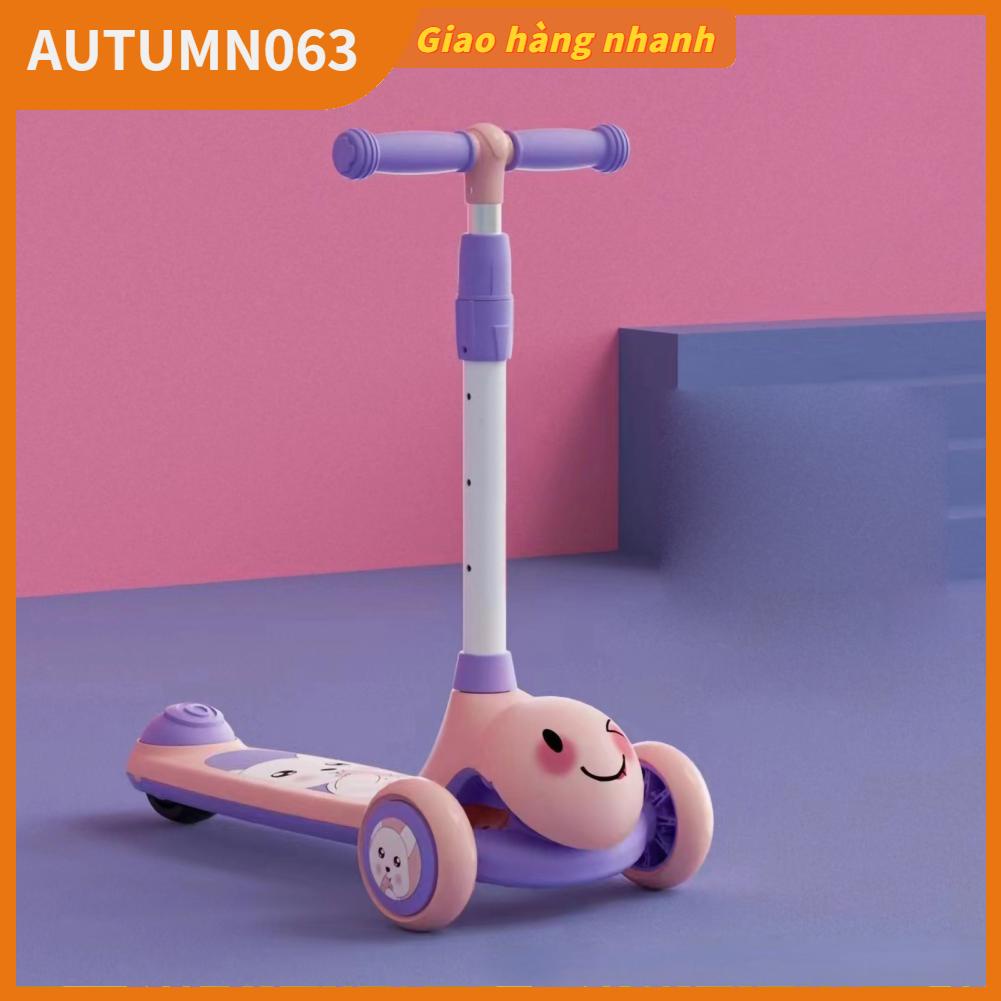 Autumn063 Kick Scooter Light Up Deck Wheel Hình hoạt hình ổn định cho các động ngoài trời dành trẻ em