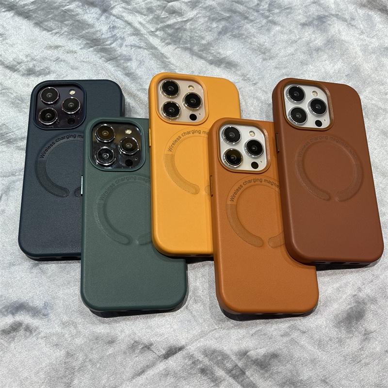 Ốp Điện Thoại Da Silicon Hấp Thụ Từ Tính Cho Iphone 12 13 Pro Max 14pro