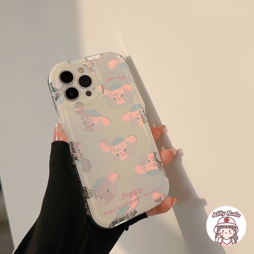 Ốp Điện Thoại TPU Dẻo Màu Laser Họa Tiết Hoạt Hình Chú Chó Tai To Dễ Thương Cho IPhone 14 Pro Max 13 12 11 Pro Max X XS Max