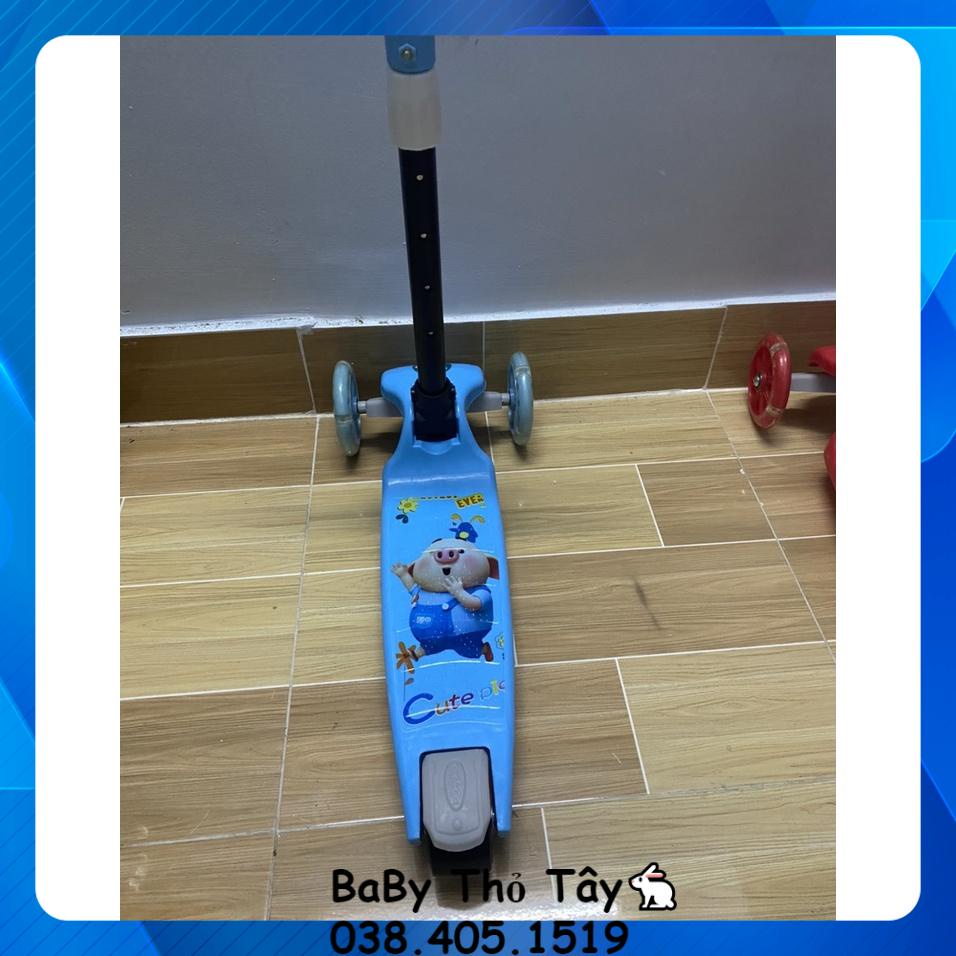 Xe Trượt Scooter cho bé xe scooter  NHỰA trẻ em 3 bánh gấp gọn có đèn phát sáng bền chắc