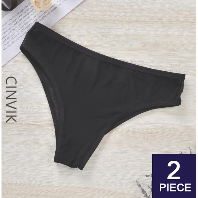 Quần Lót Cotton Không Đường May Lưng Vừa Màu Đen Cho Nữ