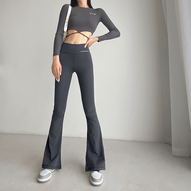 [F &amp; X] Quần Ống Loe Micro-Flared Tập Yoga Lưng Cao Co Giãn Ôm Dáng Hình Cá Mập Mỹ Cho Nữ