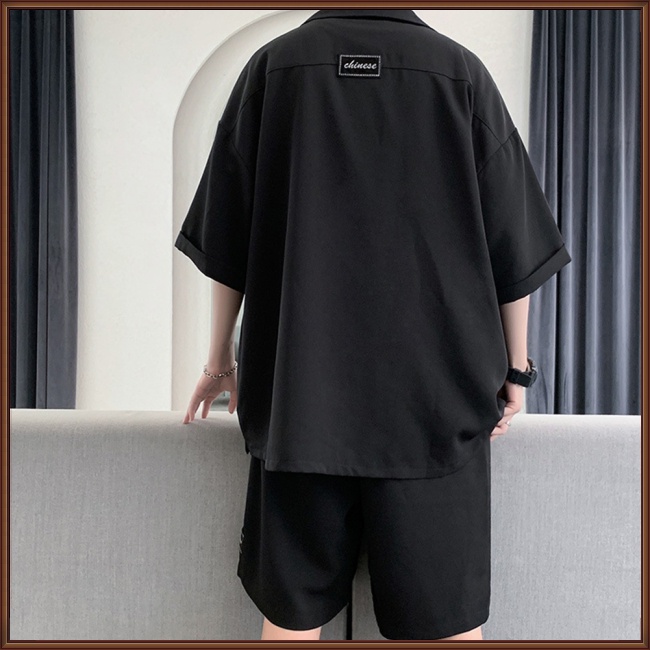 Bộ Trang Phục 2 Mảnh Gồm Áo Sơ Mi Tay Cộc Và Quần Short Màu Sắc Đơn Giản Thời Trang Mùa Hè Cho Nam