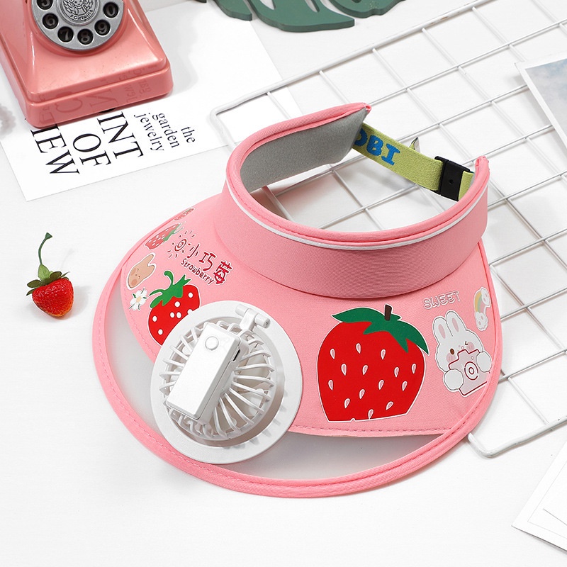 Mũ Chống Nắng Mùa Hè Phiên Bản Hàn Quốc Chống Tia Cực Tím Họa Tiết Hoạt Hình Có Cổng Sạc USB