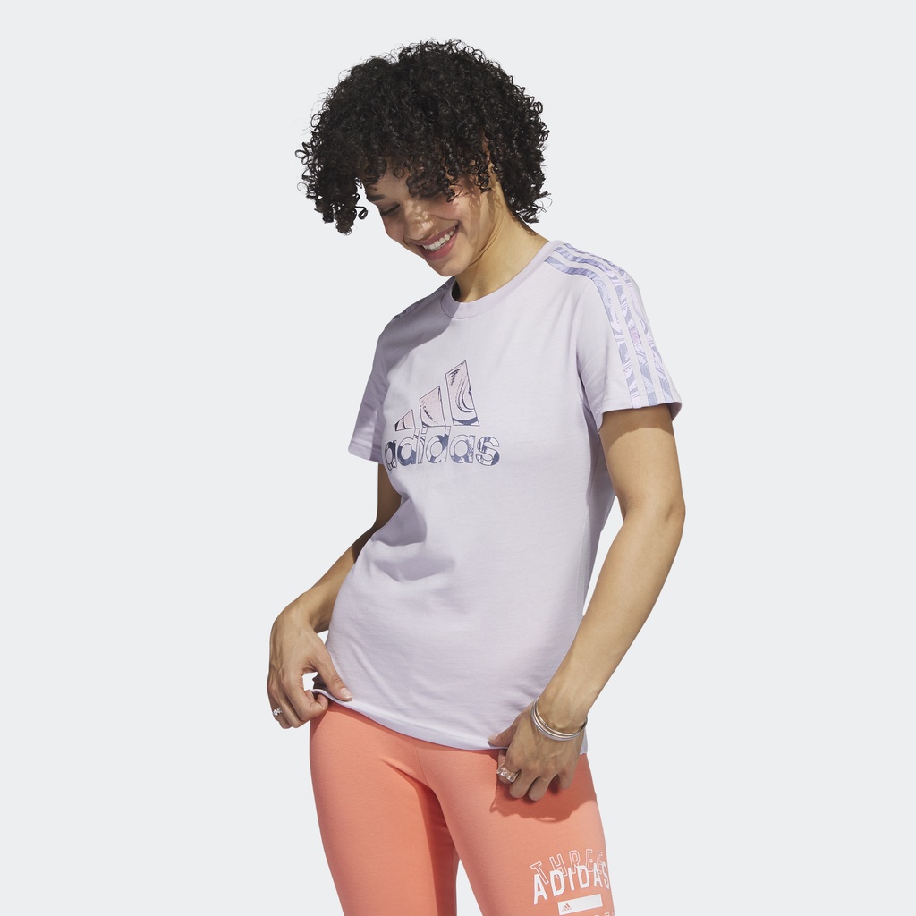 Adidas Phong cách sống Áo Thun 3 Sọc Soft Luxe Nữ Màu tím HT3148
