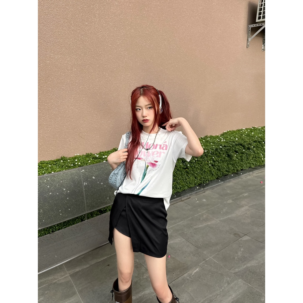 Áo thun baby tee in hoa MONÁ - FLEUR TRẮNG- SM2023