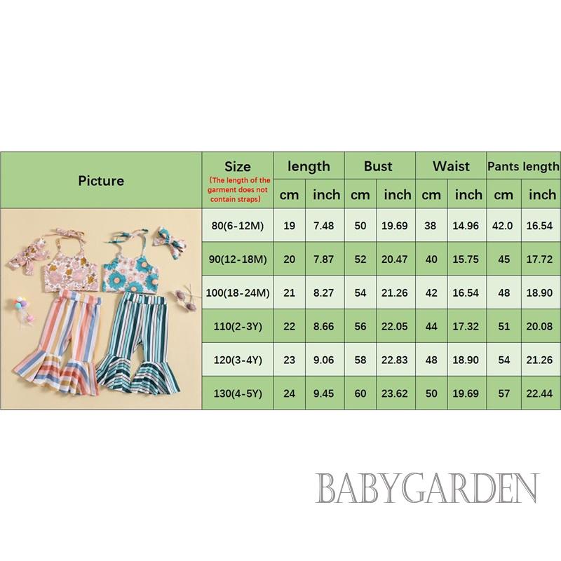 Set Đồ Mùa Hè 3 Món Gồm Áo Hai Dây Sát Nách + Quần Chuông Kẻ Sọc + Băng Cài Đầu Cho Bé Gái 6 Tháng Tuổi - 5 Tuổi