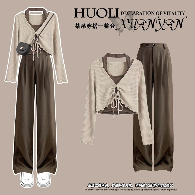 Tea Series Set Áo Thun Và Quần Dài Ôm Dáng Phong Cách Đường Phố Mùa Xuân 2023