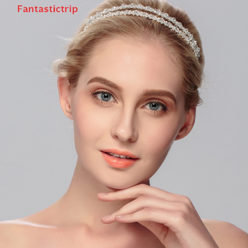 [Fantastictrip] Cài Tóc Cô Dâu Hai Lớp Pha Lê Handmade Mới