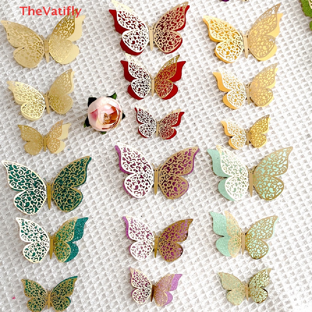 [Thevaly] Bộ 3 Topper Bướm Hai Lớp Trang Trí Bánh Kem