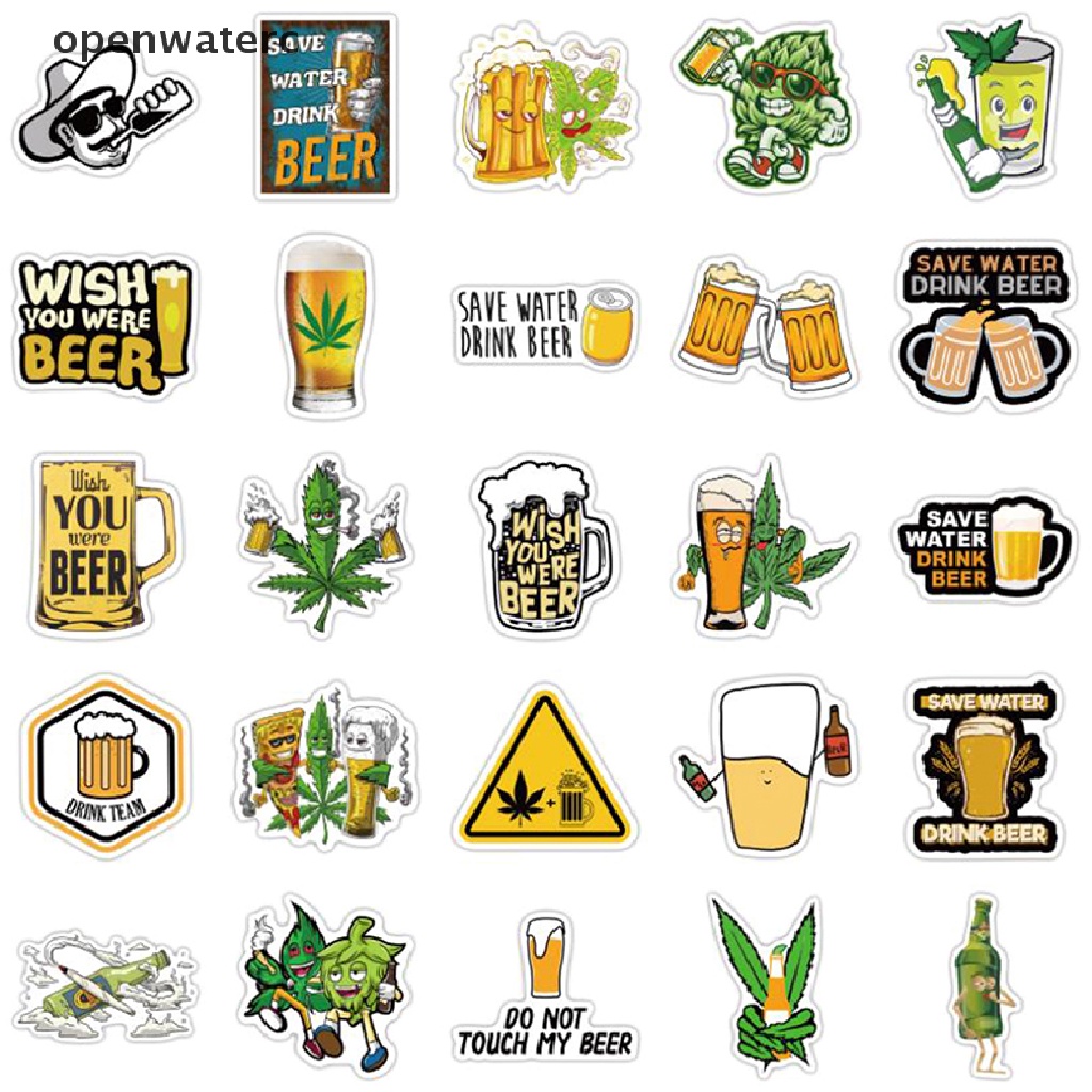 Bộ 50 Miếng Dán Hình Nhân Vật Vui Nhộn Dùng Trang Trí Ván Trượt / Guitar / Laptop