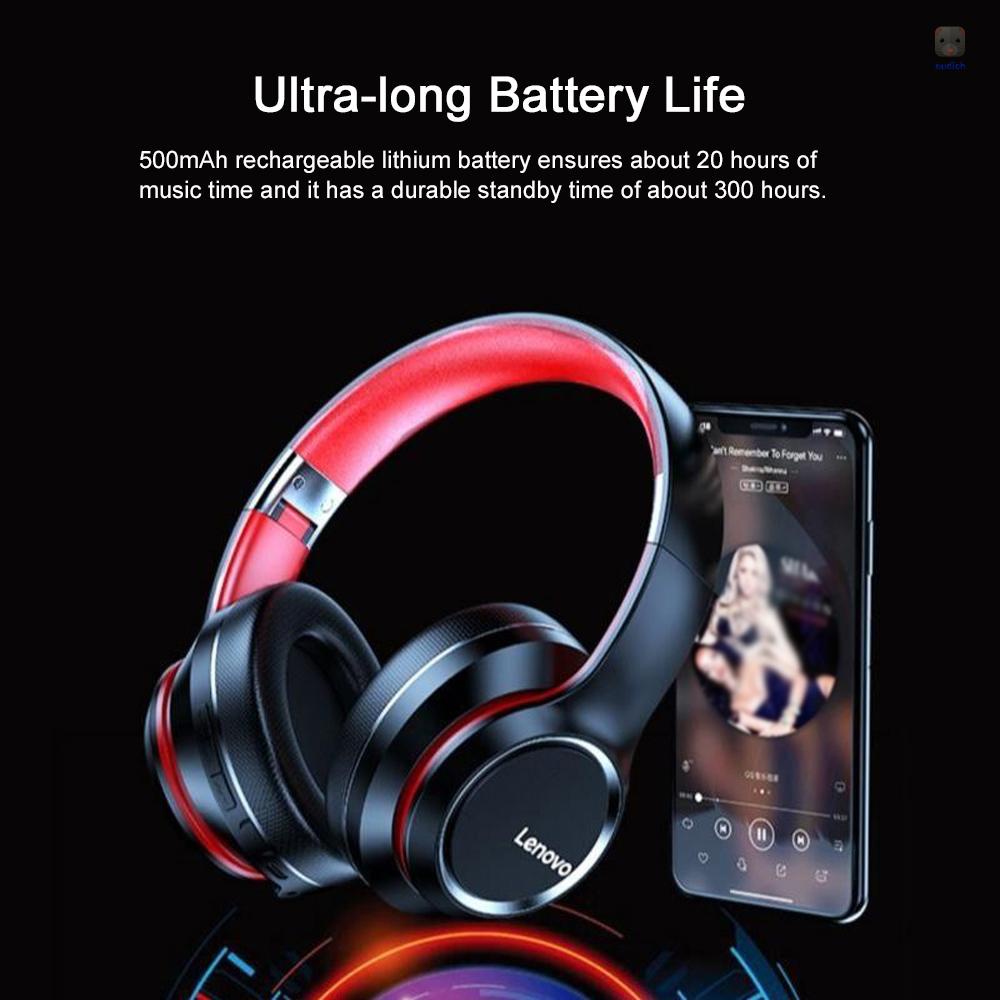Tai Nghe Bluetooth 5.0 Không Dây Gấp Gọn Giắc Cắm 3.5mm Có Micro Dùng Trong MP3 Lenovo HD200