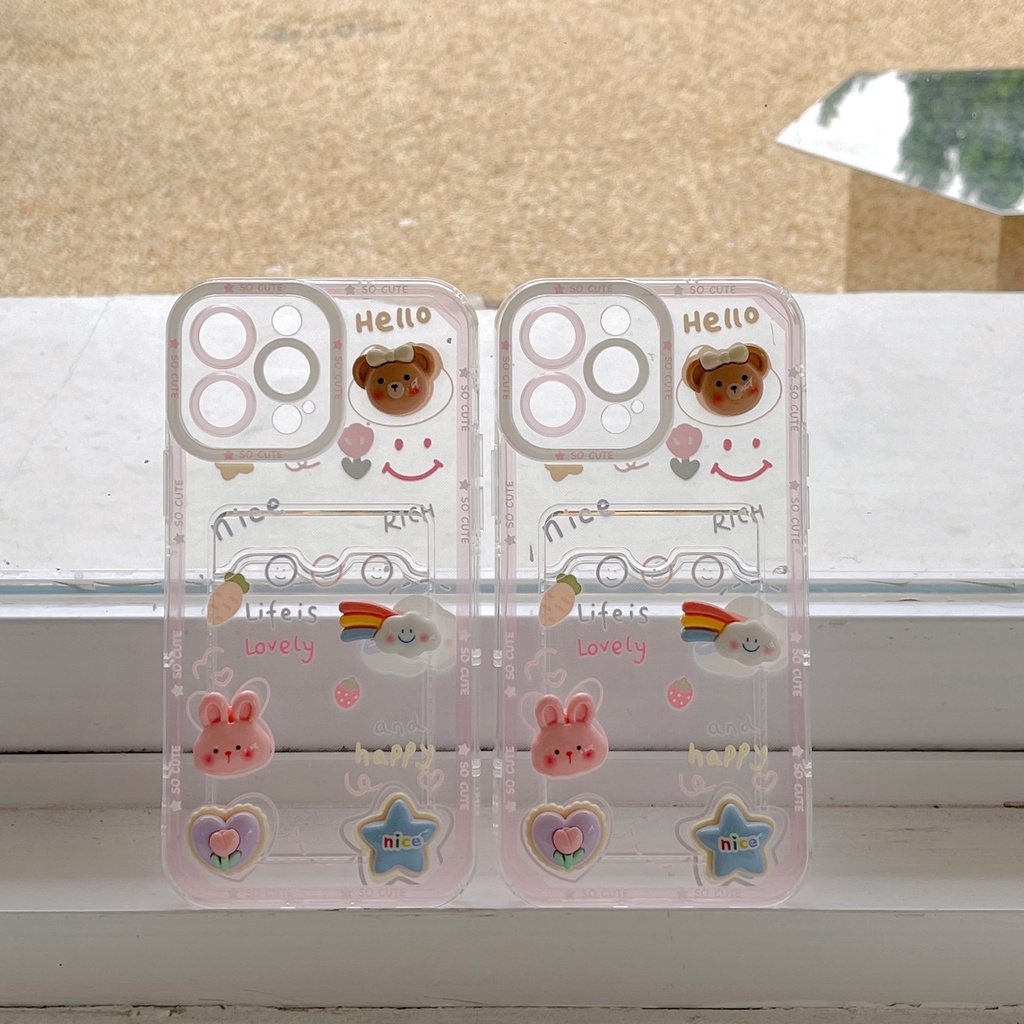 Ốp Điện Thoại TPU Silicon Mềm Trong Suốt Họa Tiết 3D Dễ Thương Cho iPhone 14 13 12 11 Pro XR XS Max 7 8 14 Plus