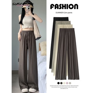 Quần Cotton Lanh Ống Rộng Lưng Cao Màu Nâu Thời Trang Mùa Hè Dành Cho Nữ