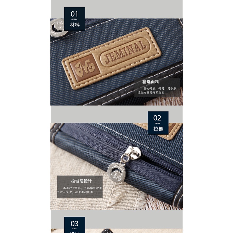 Ví Canvas Ngắn Gập Đôi Có Khóa Kéo Thời Trang Cho Nam