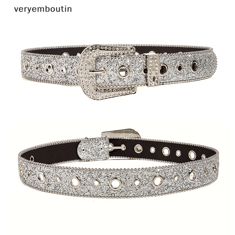 Thắt Lưng Da PU Đính Đá Lấp Lánh Phong Cách Cao Bồi Phương Tây Y2K Cho Nam Và Nữ