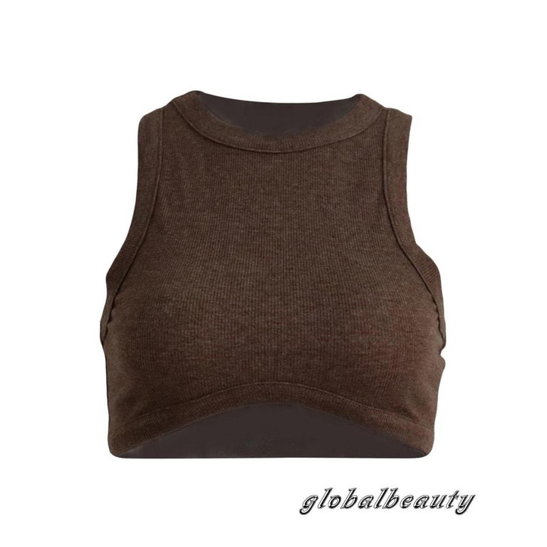 Áo Croptop Sát Nách Cổ Tròn Màu Sắc Thời Trang Mùa Hè Cho Nữ