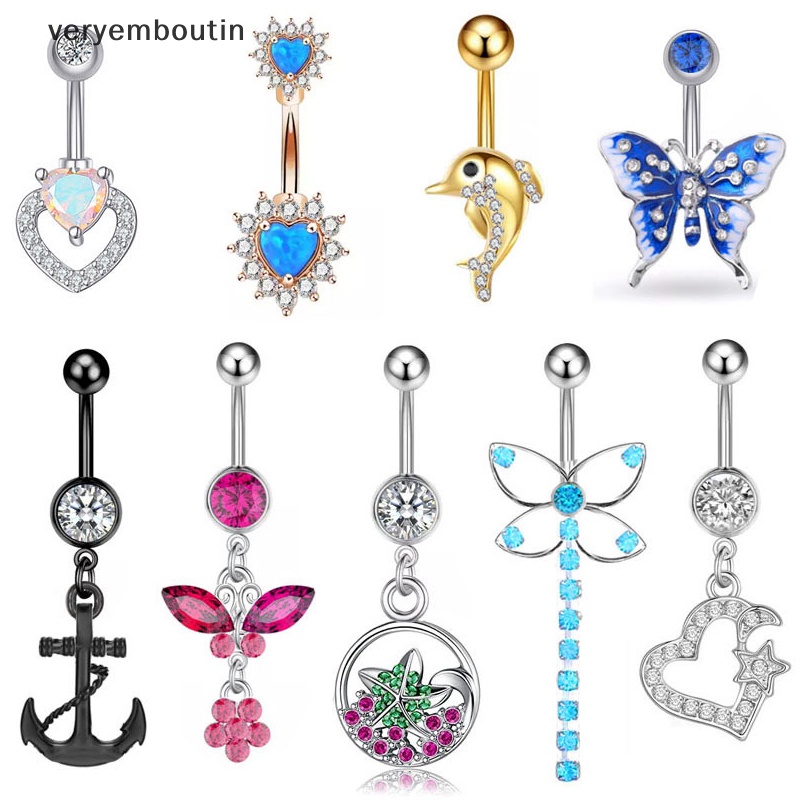 Khuyên RốN HìNh Tim ĐíNh Đá Xinh XắN