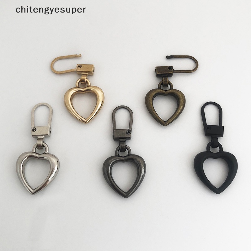 Set 5 Phụ Kiện Khóa Kéo Kim Loại Hình Trái Tim Thay Thế Cho Túi Xách Khóa Kéo