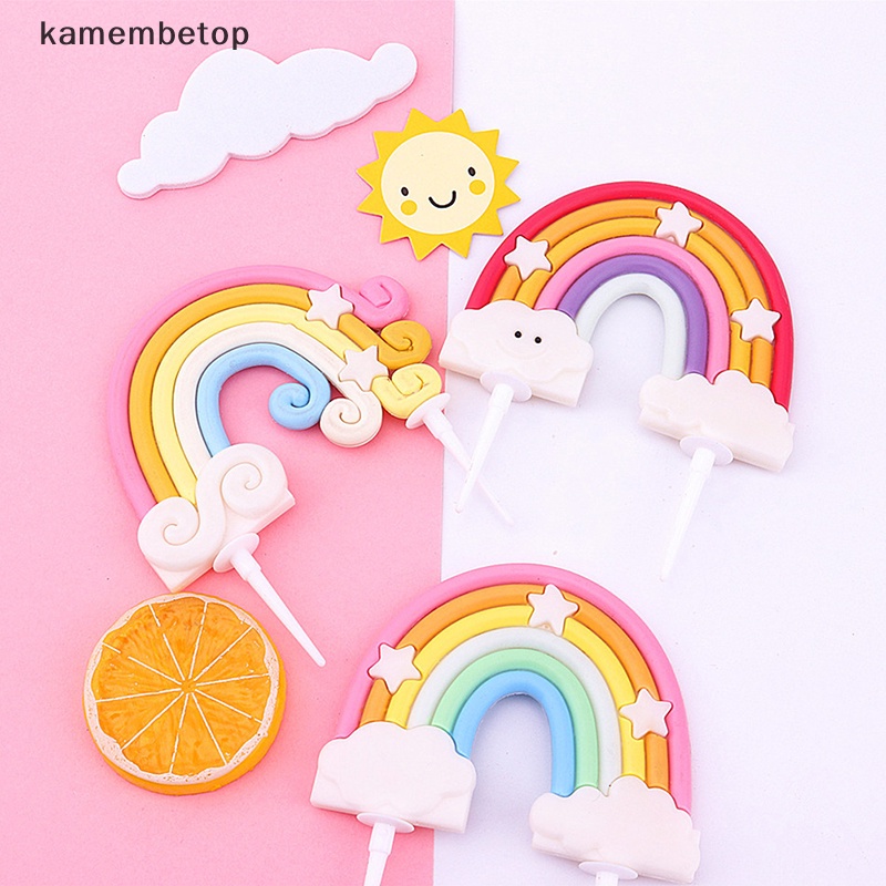 Que Cắm Trang Trí Bánh Sinh Nhật Hình Kỳ Lân Và Mưa Hoạt Hình Dễ Thương