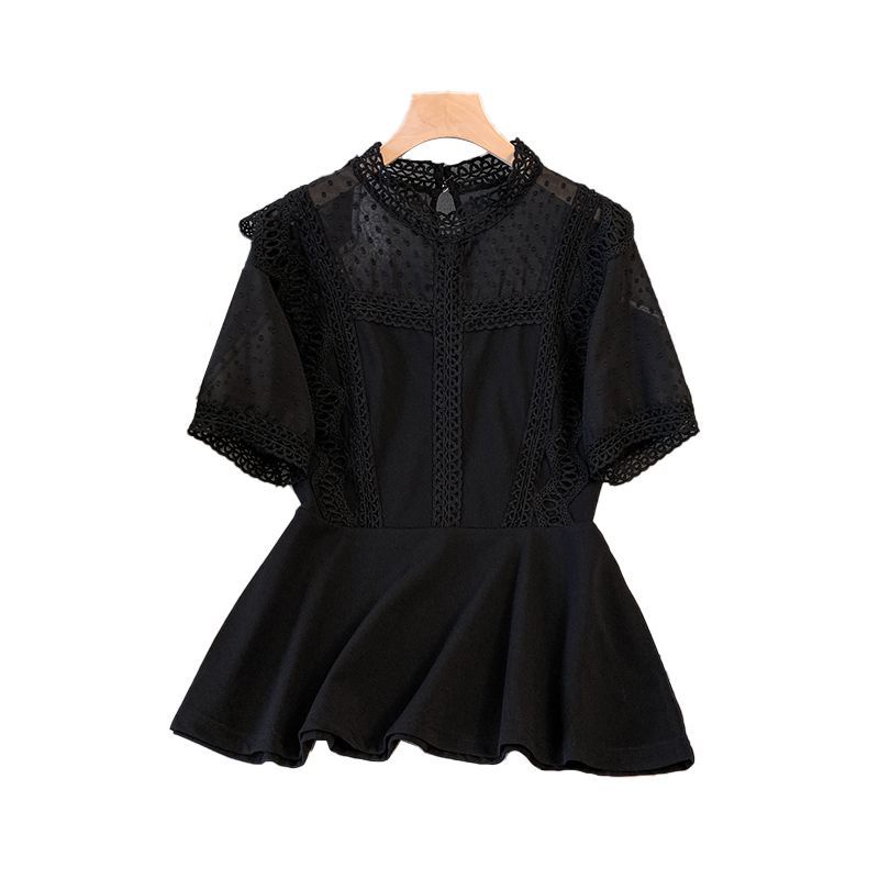 Áo Sơ Mi Voan Tay Ngắn Màu Đen Dáng Ôm Thời Trang Mùa Hè Dành Cho Nữ