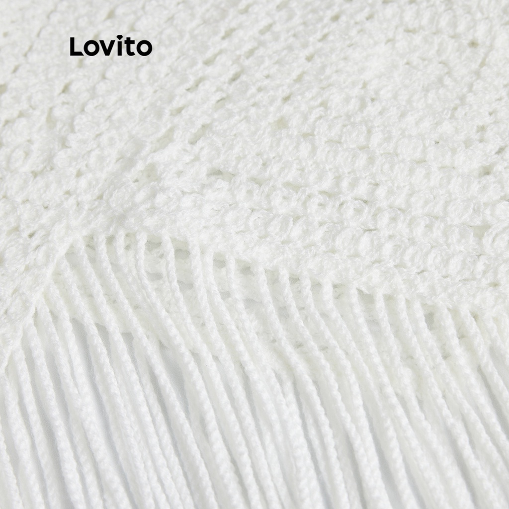 Áo khoác Lovito vải kết cấu tốt họa tiết hình học xếp nếp màu trơn mặc thường ngày cho nữ L50AD019 (màu mơ/trắng ngà)