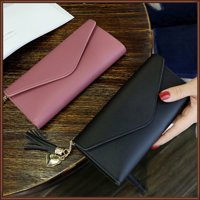 Ví Cầm Tay Đựng Thẻ Gắn Núm Tua Đơn Giản Thời Trang Cho Nữ