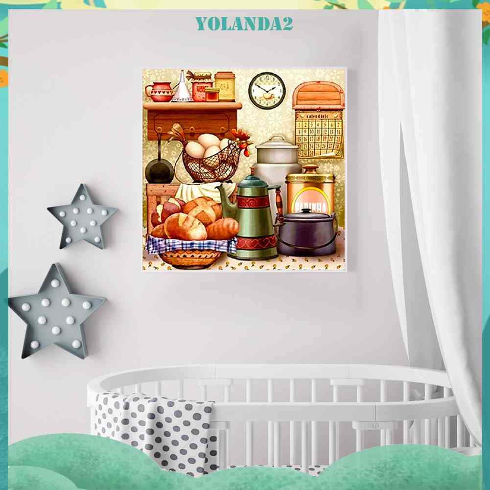 Tranh Đính Đá Kim Cương Toàn Bộ 5D DIY Hình Vẽ Đồ Ăn Trang Trí Nhà Cửa