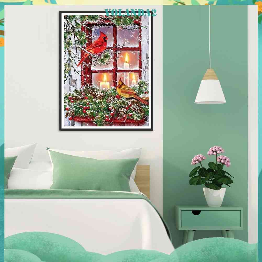 Tranh Đính Đá Kim Cương Toàn Bộ 5D DIY Hình Vẽ Chim Giáng Sinh