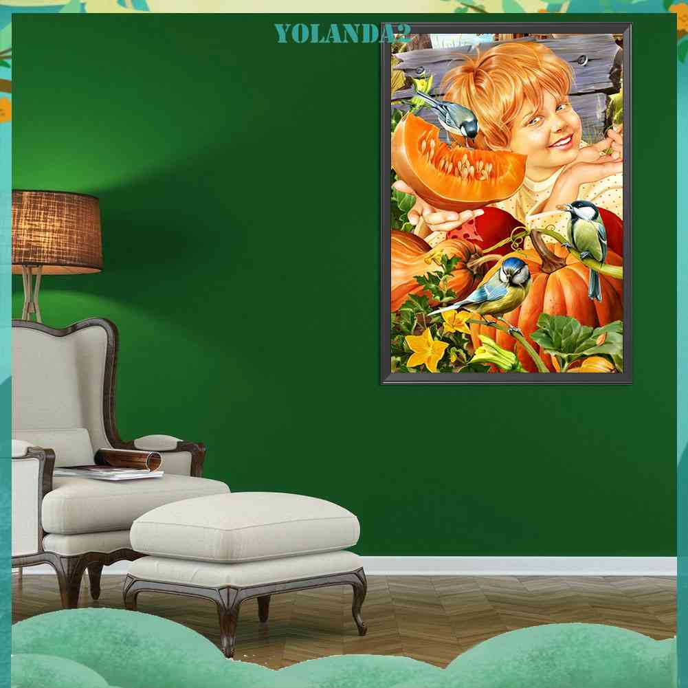 Tranh Đính Đá Kim Cương Toàn Bộ 5D DIY Hình Vẽ Bí Ngô