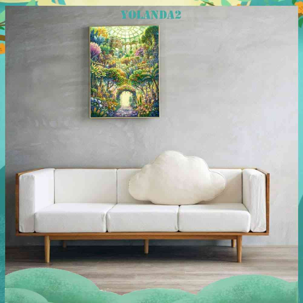 Tranh Đính Đá Kim Cương Toàn Bộ 5D DIY Hình Lâu Đài Khu Vườn