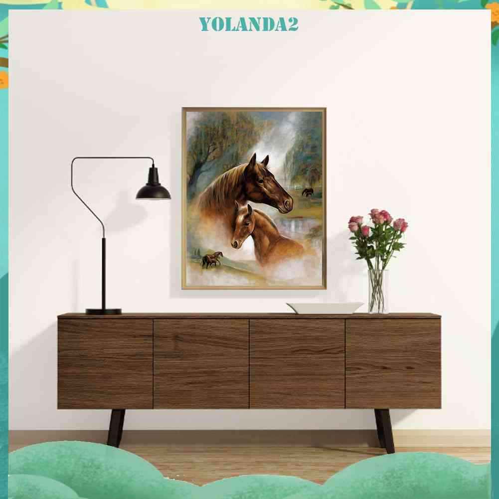 Tranh Đính Đá Kim Cương Toàn Bộ 5D DIY Hình Vẽ Ngựa Prairie