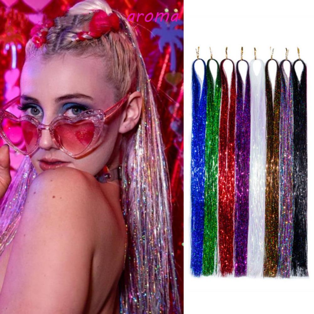 Tóc Giả Bằng Thiếc Lấp Lánh Có Hương Thơm|Dải Băng Đính Kim Tuyến Màu Cầu Vồng Lấp Lánh Trang Trí Tóc Thời Trang DIY