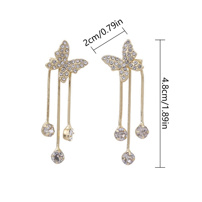 Đôi Bông Tai Dáng Dài Họa Tiết Bươm Bướm Thời Trang Sành Điệu Cho Nữ