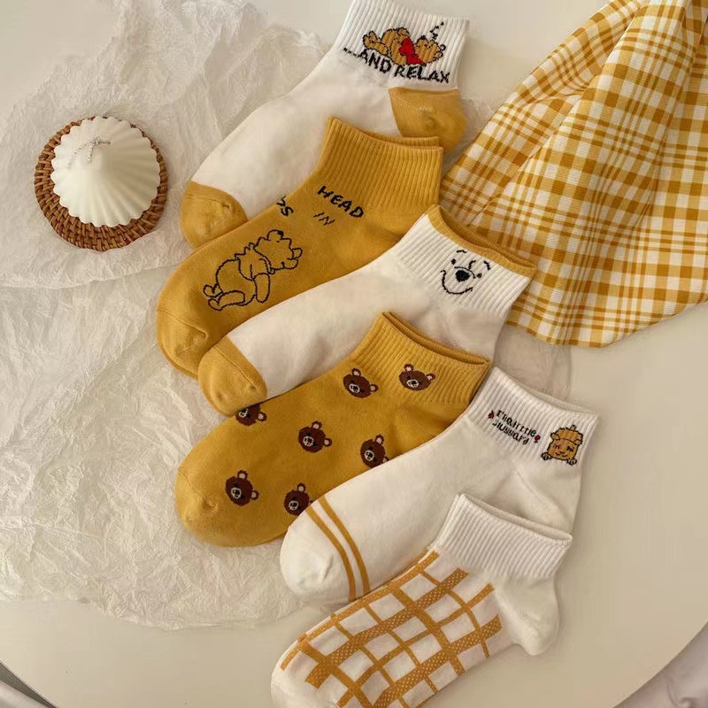 Vớ Cotton Cổ Thuyền Thoáng Khí In Họa Tiết Dễ Thương Thời Trang Mùa Hè Cho Nữ