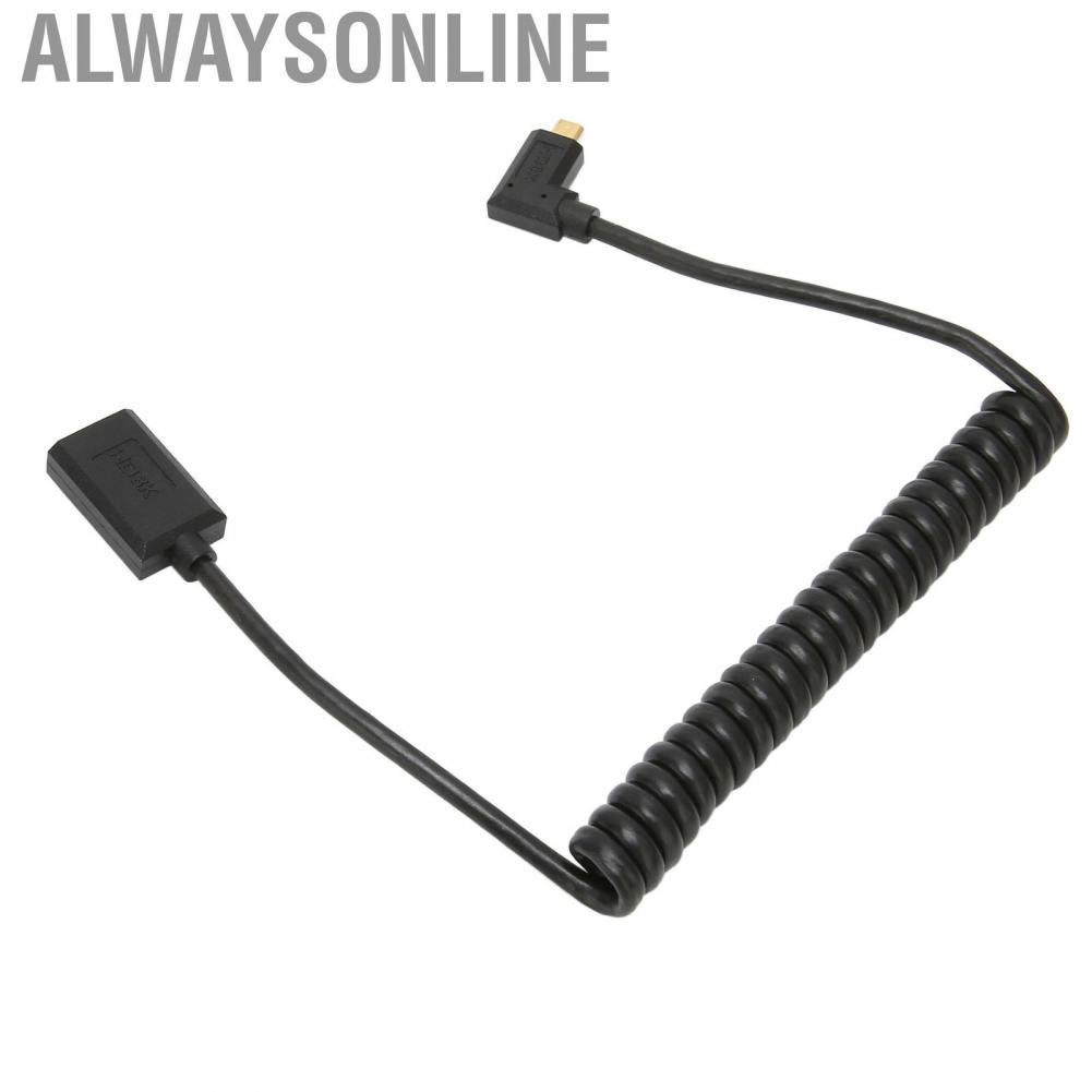 Alwaysonline HD Multimedia Interface Cable Micro to Female UHD 8K 60Hz 4K 120Hz 48Gbps Coiled Video Cord for Camera  hot sale