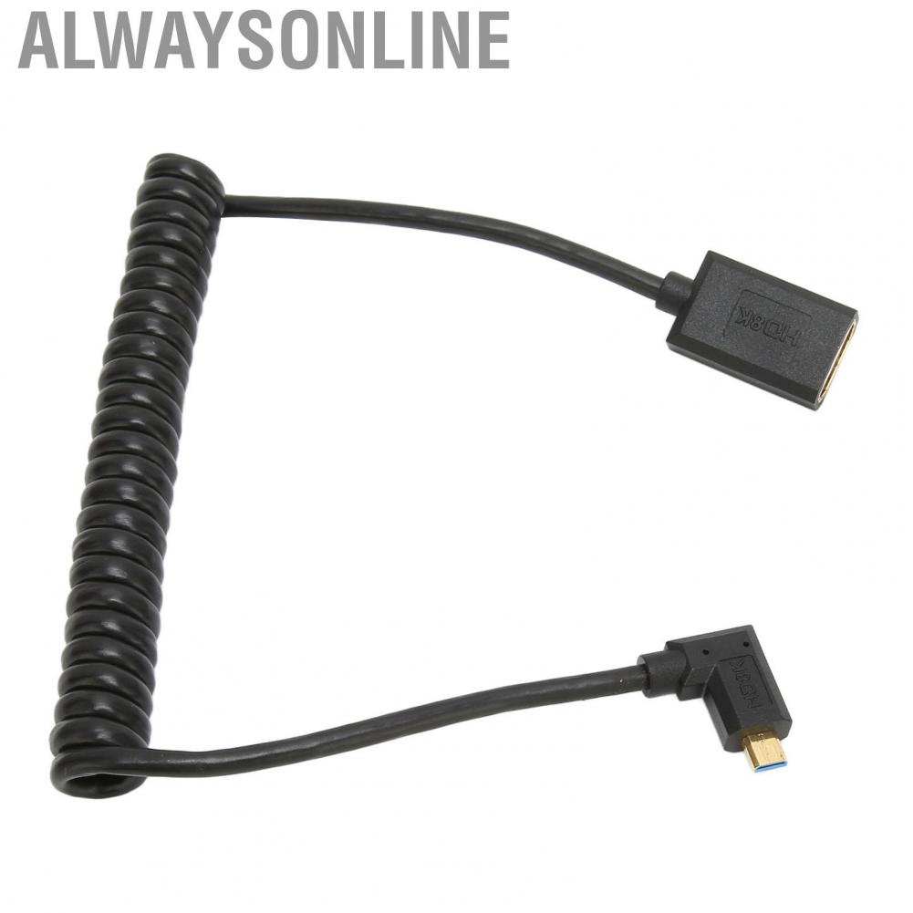Alwaysonline HD Multimedia Interface Cable Micro to Female UHD 8K 60Hz 4K 120Hz 48Gbps Coiled Video Cord for Camera  hot sale