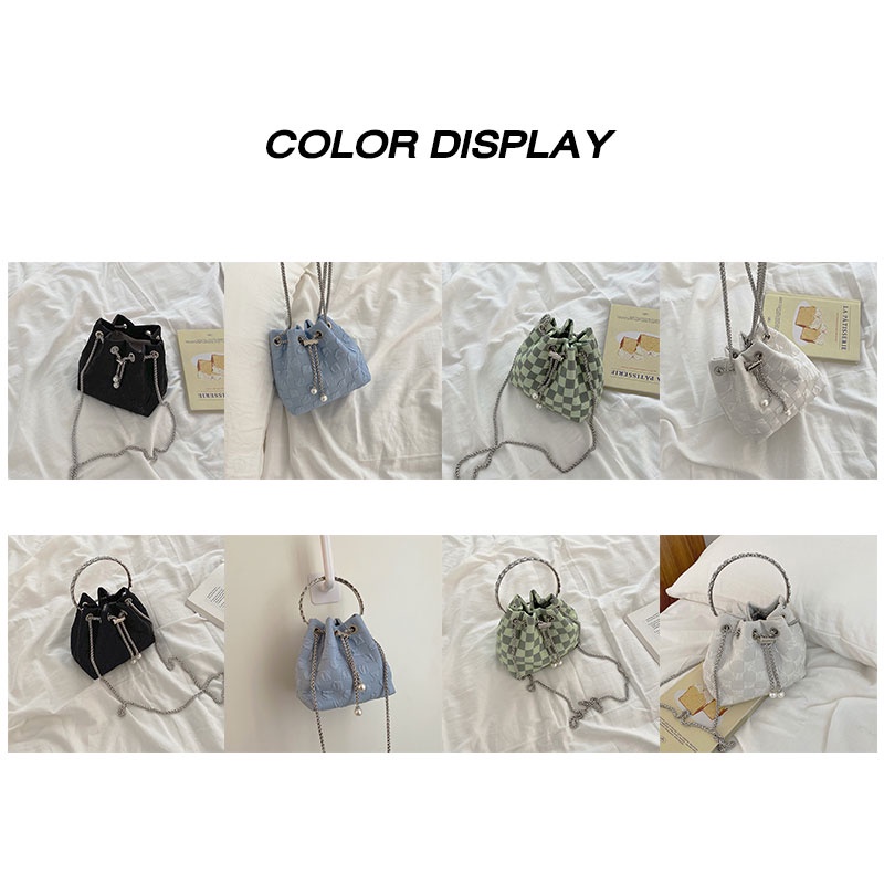 MOUSSON Túi Đeo Chéo Vai Dạng Xô Phối Dây Xích Thời Trang Cho Nữ