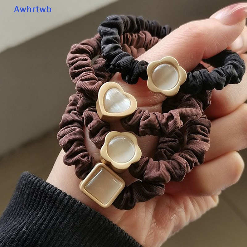Dây Buộc Tóc Cao Su Co Giãn Họa Tiết Trái Tim Đơn Giản Cho Nữ Mới