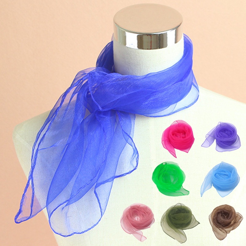 Khăn Choàng Vải Lụa Chiffon Mỏng Trong Suốt Màu Trơn Hình Vuông 70 * 70cm Thời Trang Biểu Diễn Sân Khấu