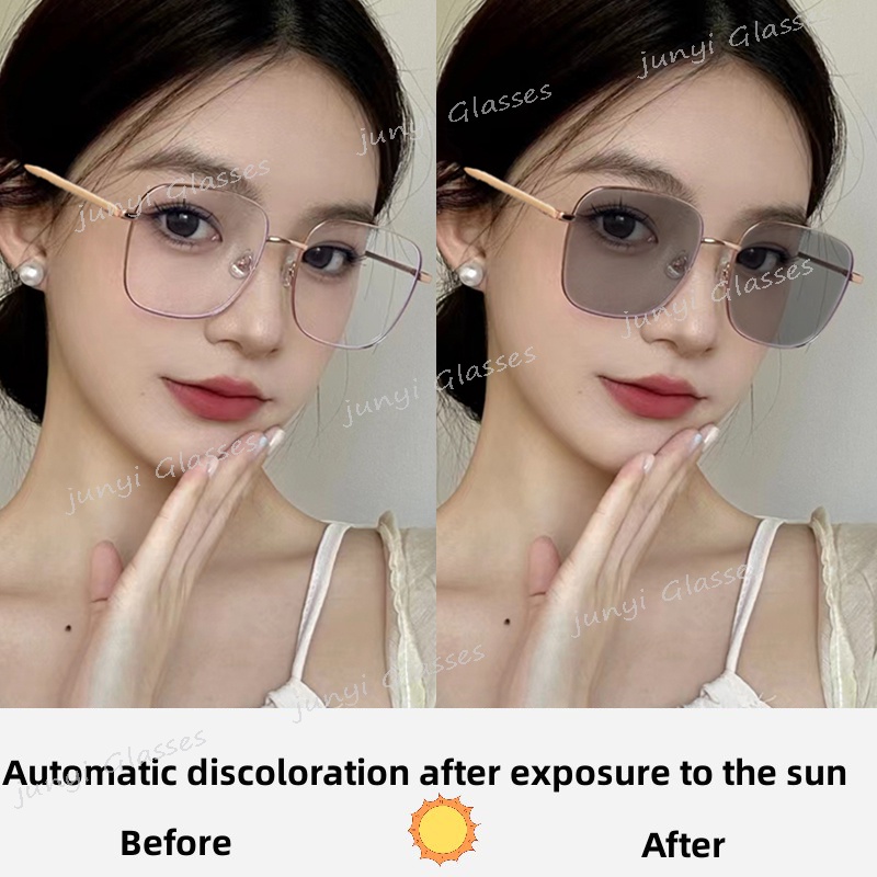 Kính Mát Gọng Vuông Lớn Chống Tia UV Ánh Sáng Xanh Chống Bức Xạ Bằng Kim Loại Cho Nam Và Nữ