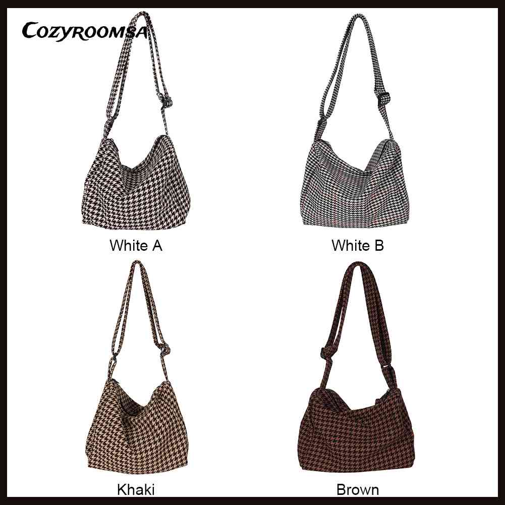 Túi Vải Canvas Đeo Vai Họa Tiết Sọc Caro Phong Cách Cổ Điển Thời Trang Cho Nữ